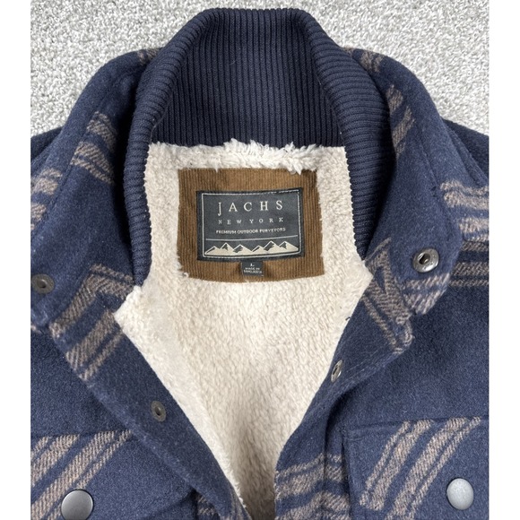 Jachs Other - Jachs New York Wool Blend Sherpa Lined Jacket Mens Large Navy Plaid Insulated